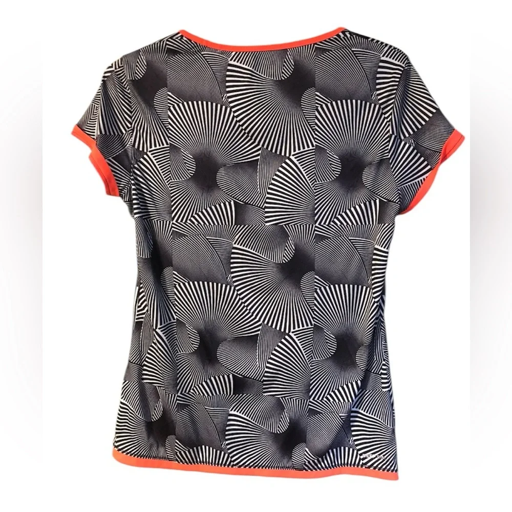 LOTTO Tech Tennis Tee Short Sleeve T-Shirt Black White Orange Trim Size Medium - Picture 11 of 12